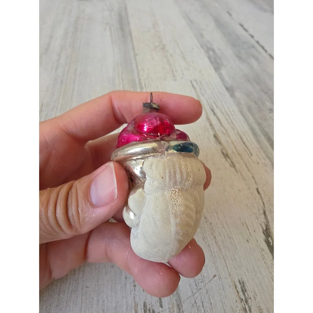 Antique Santa bust glass ornament Mercury cap Xmas tree